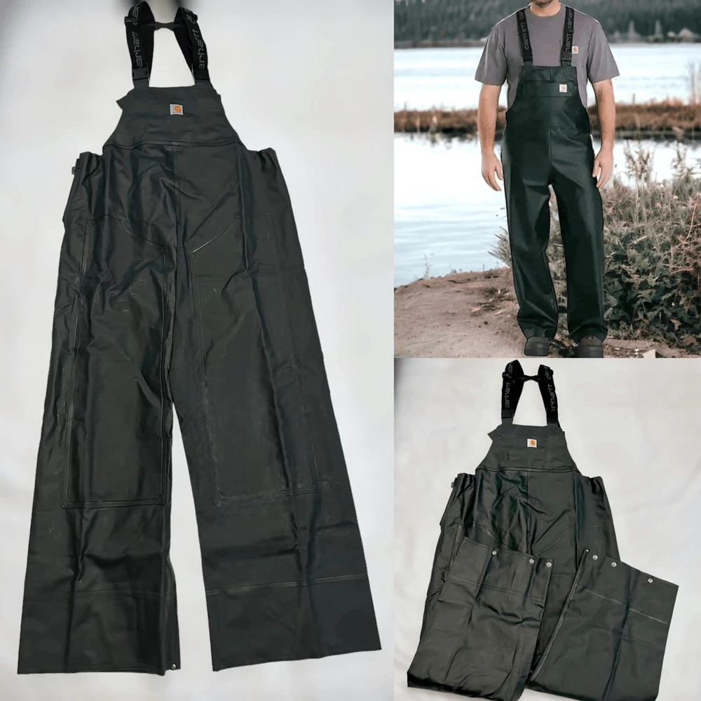 Carhartt Overall PVC Waterproof Rain Storm Fishing Bibs Size M Tall