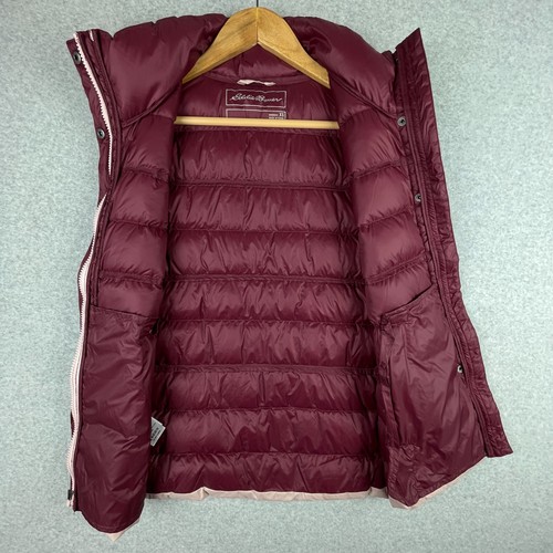 Eddie Bauer Vest Women XS Pink Orange Puffer Stratustherm Down Stripe Hiking NWT - Picture 3 of 16