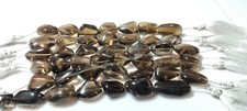 SMOKY QUARTZ NUGGET FREE SIZE SMOOTH TUMBLE GEMSTONE BEADS 6"INCH 1 STRAND