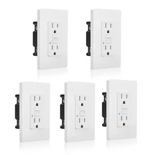 5× GFCI Outlet 15A White LED Light ETL Certified TR WR + Decorative Wall Plate