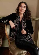 Together Black Beaded Embellished Jacket Uk 12 (fm41-7)