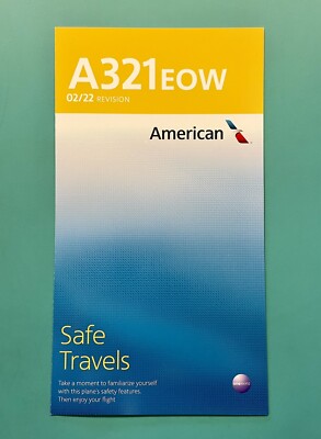 AMERICAN AIRLINES SAFETY CARD--AIRBUS 321 EOW yellow | eBay