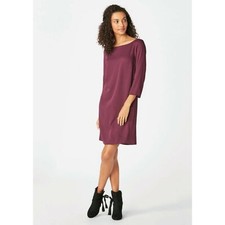 NEW JustFab Women's XS Boysenberry Shift Dress 3/4 Sleeves Basic Rayon Boatneck