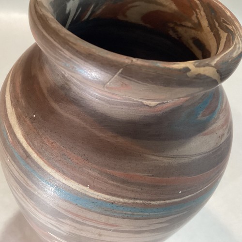 Antique Mission Swirl NILOAK POTTERY VASE Signed 6¼" Arts & Crafts Oak Period - Picture 6 of 9