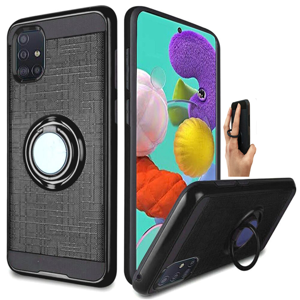 Shockproof Samsung A51 4G Phone Case with Built-in Ring Stand Holder  