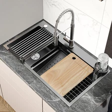 PRACTIUM Drop In Kitchen Sink Workstation 30/32/33 Inch w/Stainless Steel Sink