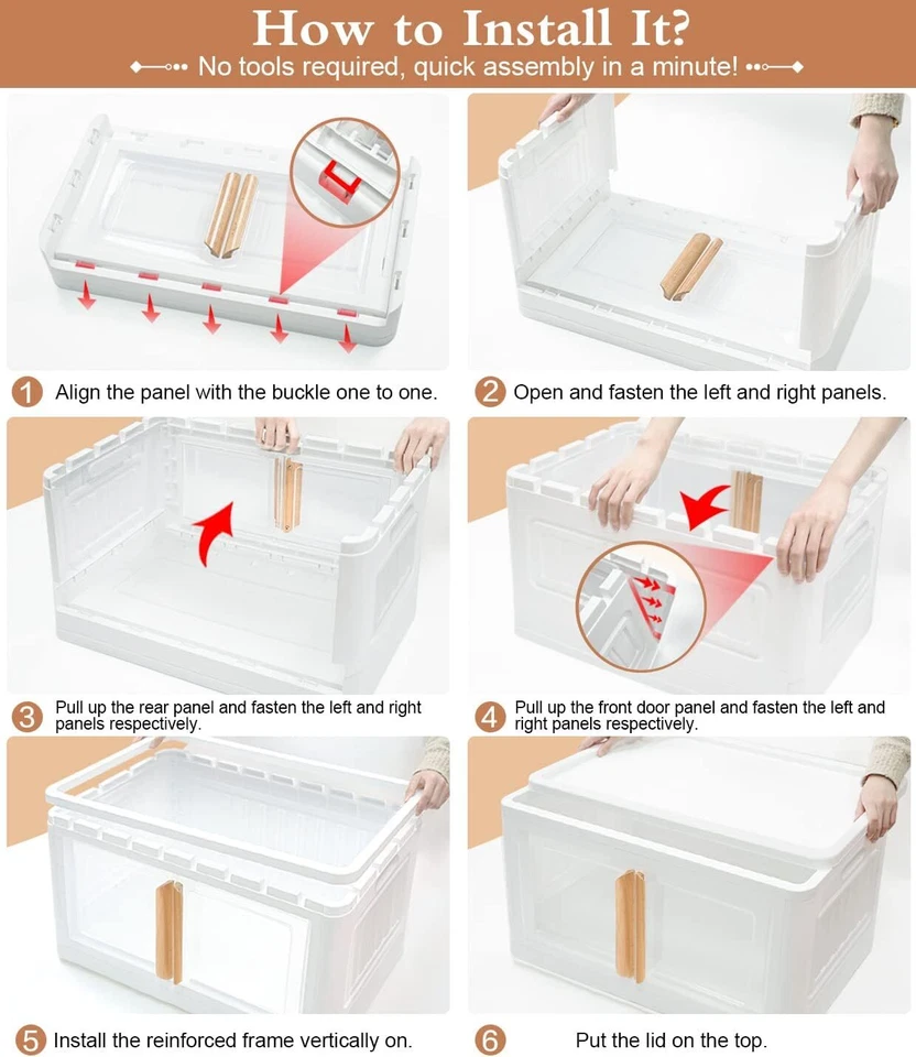 Collapsible Storage Bins with Lids 8.4Gal Stackable Fold Storage Box with Wheels - Image 3 of 3