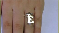 Rare Letter E Silver Charm Ring or Knuckle Ring FREE BOX + with 2 Bonuses inside