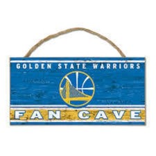 Golden State Warriors Licensed 5x10 Fan Cave Wood Sign