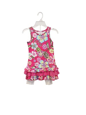 Flapdoodles Girls 5T Floral Dress & Capri Length Leggings Set New 3517