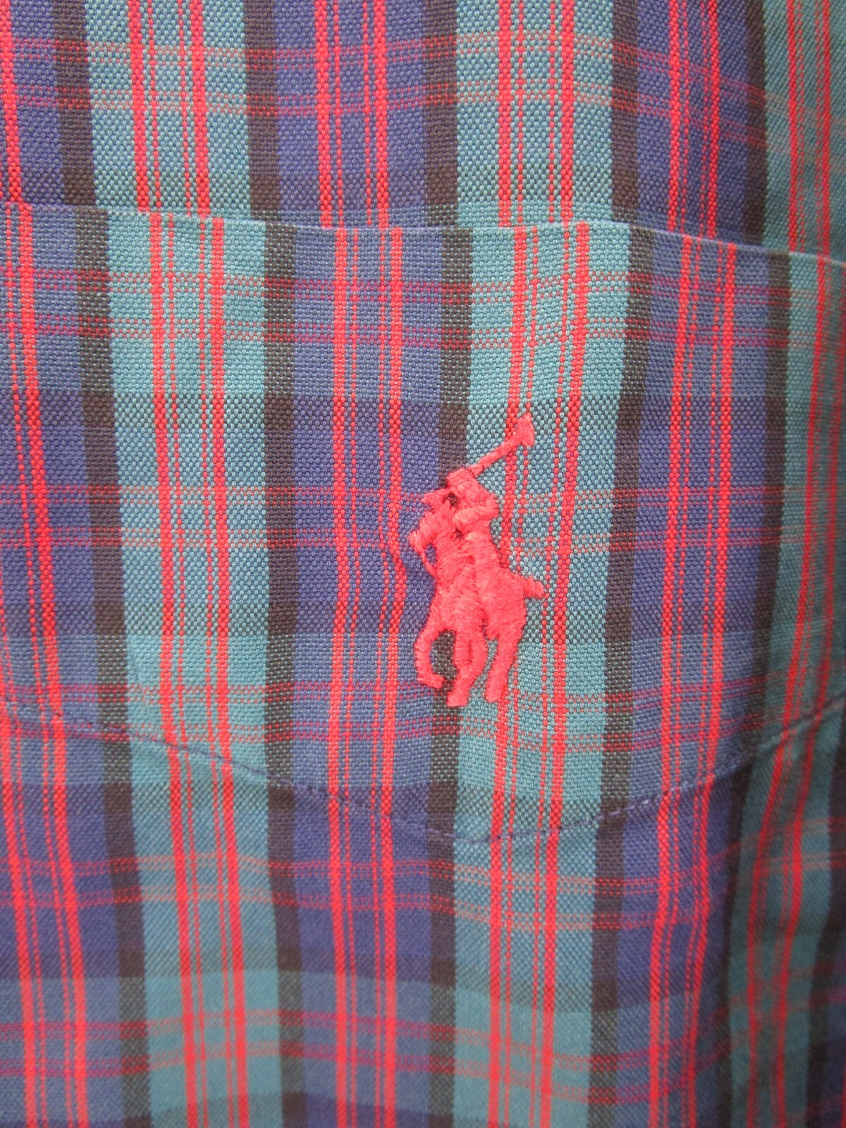 Camicia VINTAGE Ralph Lauren uomo grande blu blaire bottoni tasca pony a quadretti