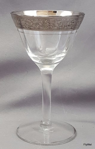 Tiffin Rambler Rose Crystal Cordial Glass Paneled Optic Platinum Encrusted 14196 - Picture 2 of 12