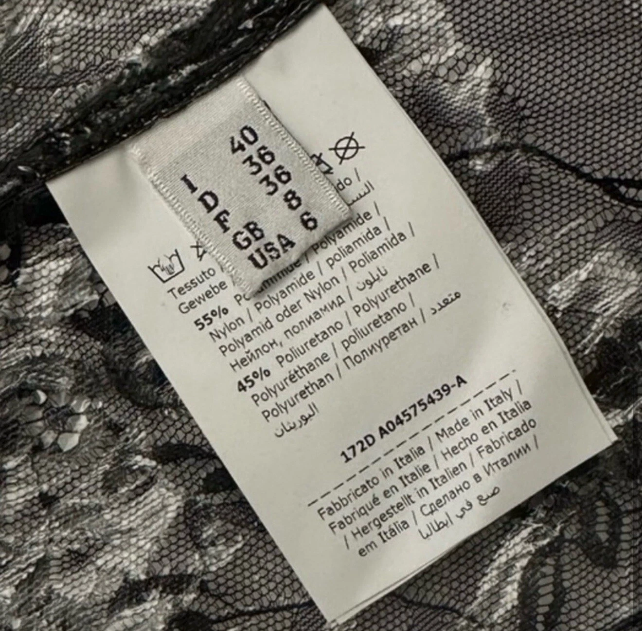 Moschino Couture abito lungo a sirena a strati nero plastificato pizzo 40 6 US