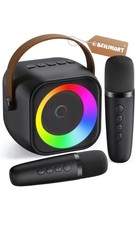 Mini Karaoke Machine, Portable Bluetooth Speaker with 2 Wireless Microphones for