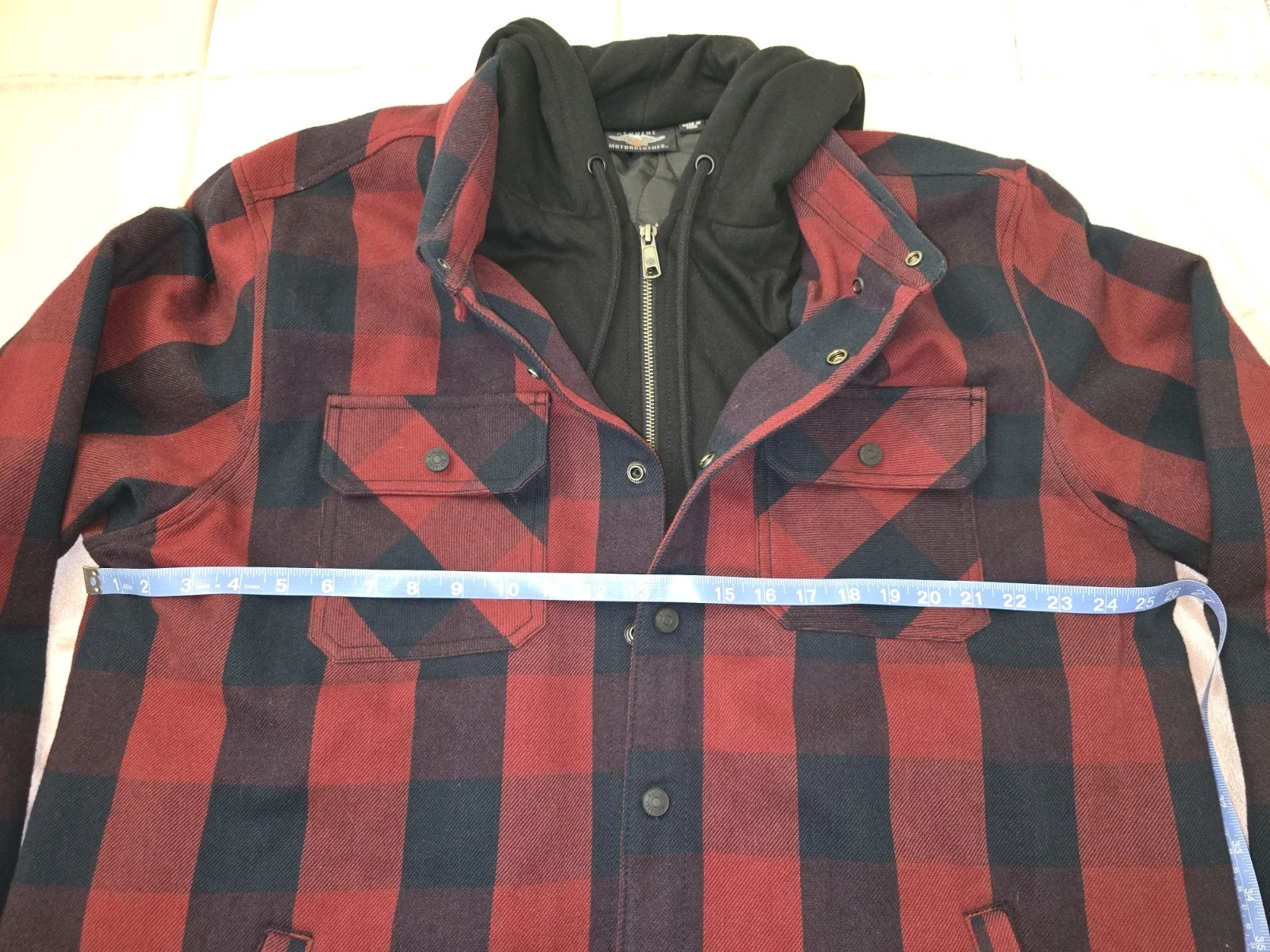 Harley Davidson Onwards Hooded Shirt Jacket Mens Flannel Lined Shacket XL image 4