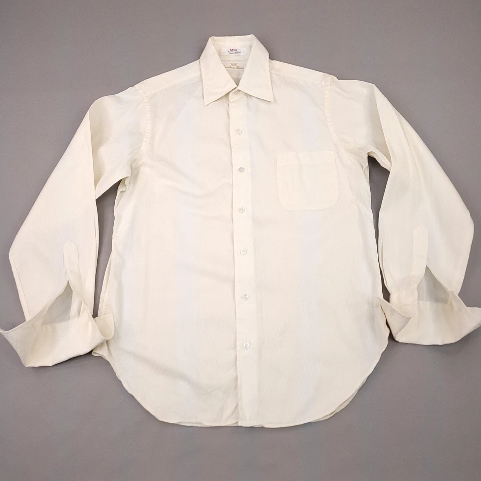 Countess Mara Shirt Mens 15.5 33 White French Cuff Dress Long Sleeve Herringbone - Image 4 of 4