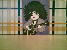 ACEO Original Mixed Media Painting Art Card ATC Portrait 80's Rock Band #81