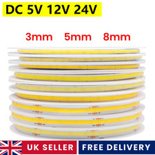 COB LED Strip Light 12V 24V 5V High Density Flexible Tape Seamless Linear UK Bar