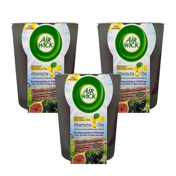 Air Wick BlüTenzauber Duftkerze BrombeerblüTe & Wildfeige - 3Er Pack Je 105G-image