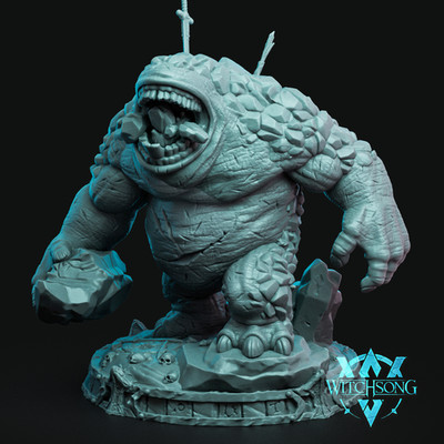 Lak, Eater of Rock, Stone Golem Earth Elemental Miniature | DnD D&D | Witchsong