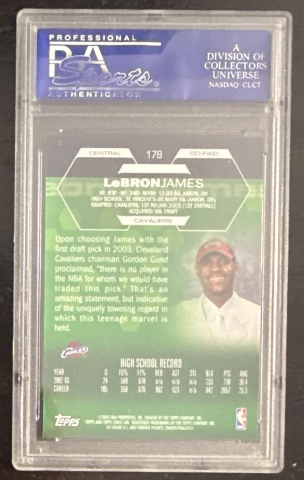2002-03 Topps Finest #178 / LeBron James ROOKIE / PSA 10 GEM MINT - Image 2 of 2