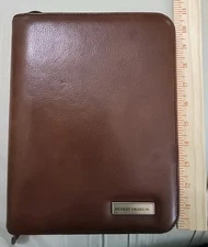 Daytimer Planner Zipper 7 Ring Brown Faux Leather 8 Inch X 10 Inch Vintage