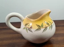Crate & Barrel BRITTANY Creamer Pitcher Olive Branches Stoneware Portugal