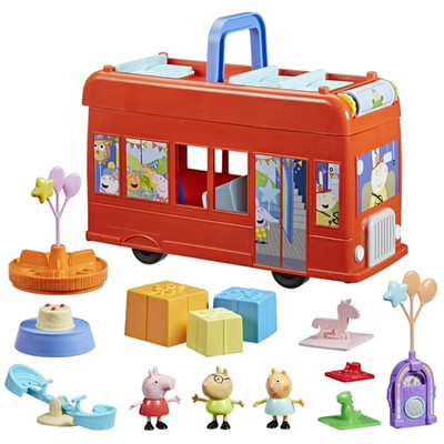 Peppa Pig Toys Peppa s 2-in-1 Party Bus Playset with 3 Figures Preschool Toys 3+
