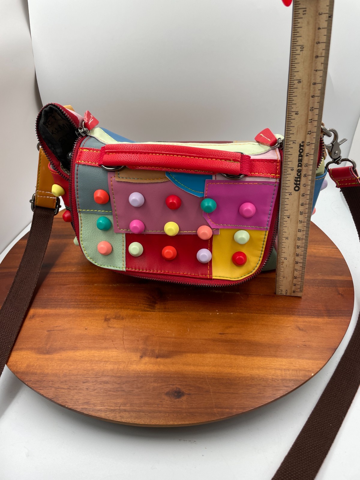 Multi-dot patchwork messenger bag - image 4