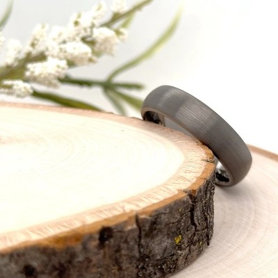 Matt Finish Stepped Edge Christmas Gifts Band 6mm Gray Tungsten Anniversary Ring
