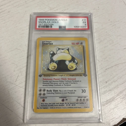 1999 Pokemon Jungle Snorlax 1st Edition #11 Holo PSA 5 EX