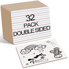 Dry Erase Boards 32 Pack, Double Sided Small Whiteboards with Lines for Kids, St