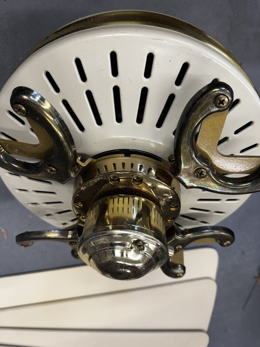 Vintage Fasco Charleston 52” Ceiling Fan Polished Brass And