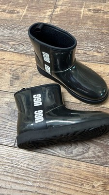 UGG Classic Clear Mini Women's Waterproof Ankle Boot Black w/Logo Size 9