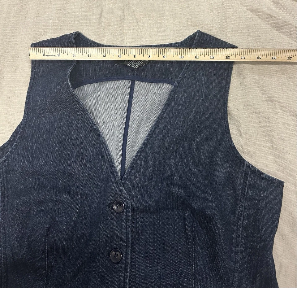 Chaleco Denim Botón New York and Company Con Bolsillos Talla 14 Foto 4 de 4