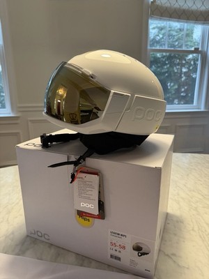 POC Levator MIPS Winter Sports Helmet with Integrated Visor White Gold 55-58