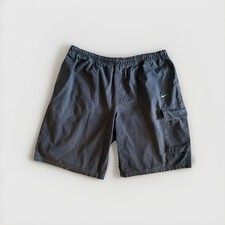 Nike Shorts Mens XL Gray Cargo Elastic Waist Swoosh Pockets Vintage 90s Y2K