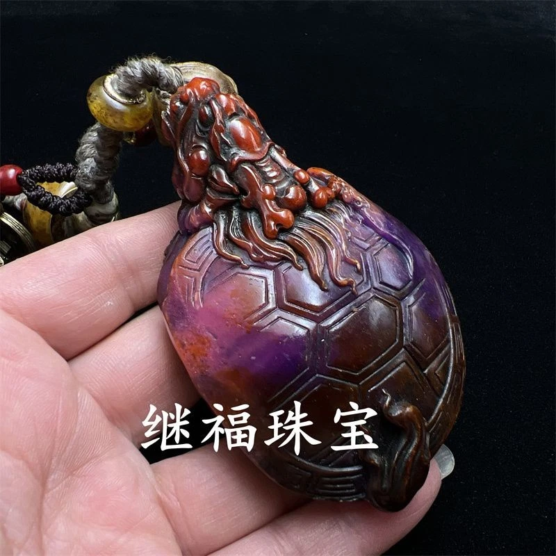 Colgante de colección de cinco monedas de cobre emperador tallado dragón tortuga portátil Foto 3 de 4