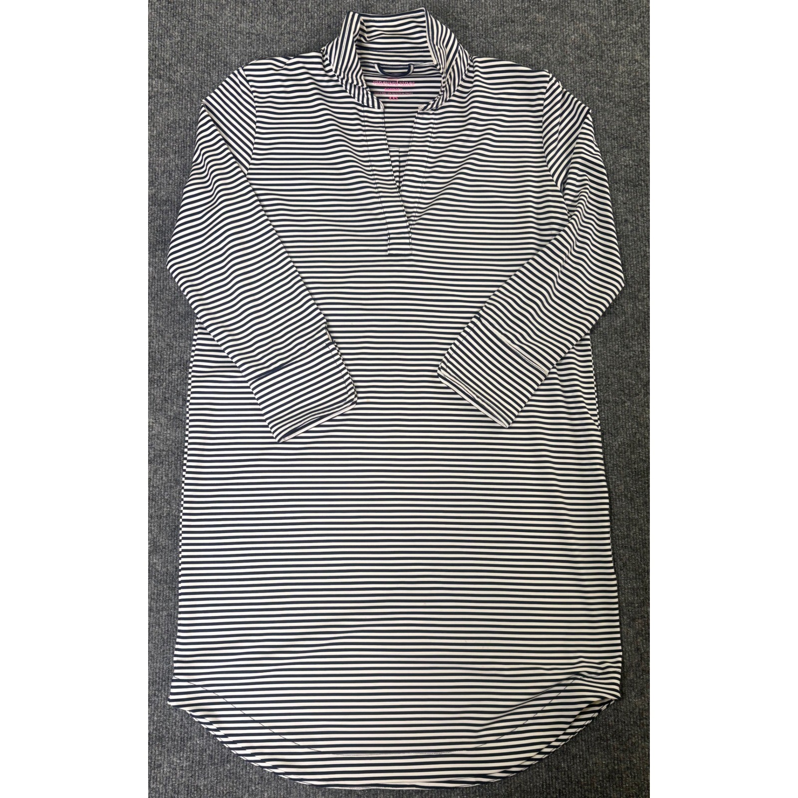 Vineyard Vines Sankaty Striped Polo Dress XXS Navy White Polyester Spandex Women
