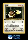 Eevee 55/82 | Team Rocket 1st Edition Pokemon MP | Bottom of Image From Scanner