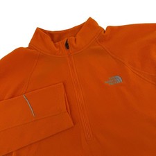 The North Face Mens Orange Fleece Vapor Wick Quarter Zip Pullover Long Sleeve L