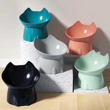 Elevated Cat Bowl Raised Tilted Anti Tip Pet Feeding Dish Neck Care