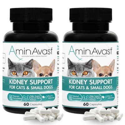 AminAvast Kidney Support Supplement for Cats and Small Dogs, 300mg 2-Pack - P...