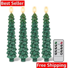 Christmas Tree Flameless Taper Candles with Remote Timer, Christmas LED Taper...