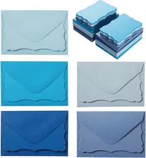 100 Pack Mini Envelopes with Note Cards in 5 Colors for Wedding, Birthday, Baby 