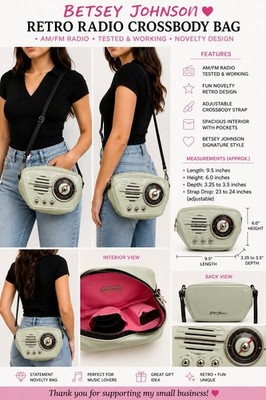 Betsey Johnson Retro Radio Crossbody Bag AM/FM Tested Working Novelty Purse