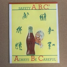 Vintage 1949 Coca Cola Safety ABC's Paper Tablet Unused Advertising Notepad