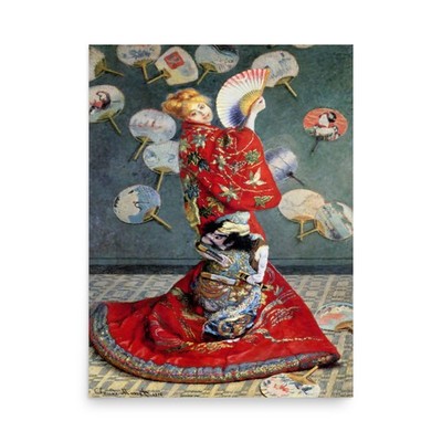 Claude Monet Vintage Camille Monet in Japanese Costume Wall Art Print