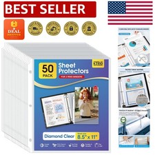 Clear Top Loading Sheet Protectors 8.5 x 11 Inch, 50 Pack for Document Safety