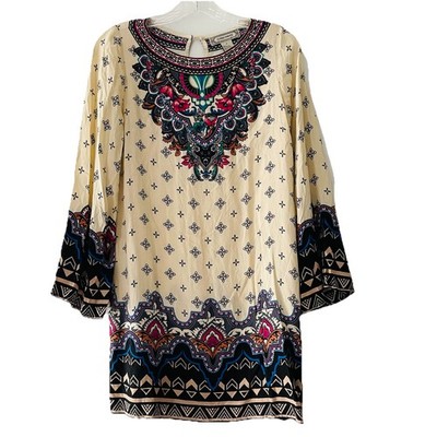 Flying Tomato Women Size Small Tunic Mini Dress Tribal Geo Print Festive Boho